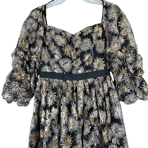 Zendaya Collection for Aqua Fireworks Dress Black Gold Sheer Hi-Low Size S - Picture 4 of 12